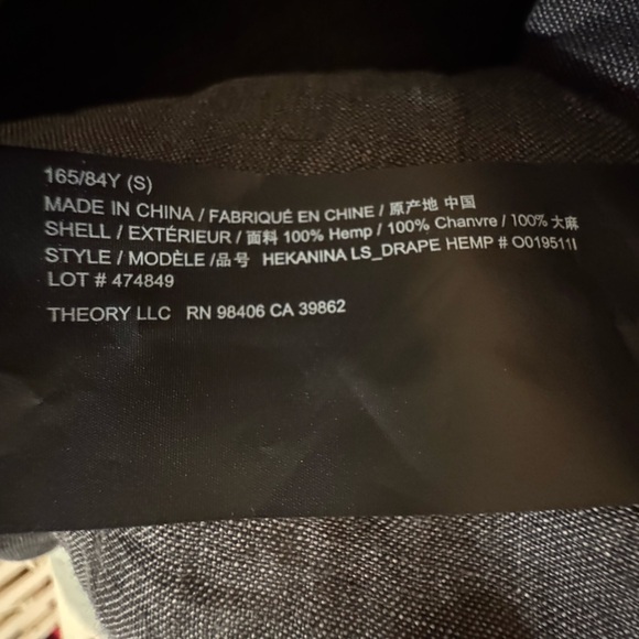 Theory Hekanina Tie Front Drape Hemp Shirt-Pewter Sz S NWT & extra buttons - Picture 13 of 15